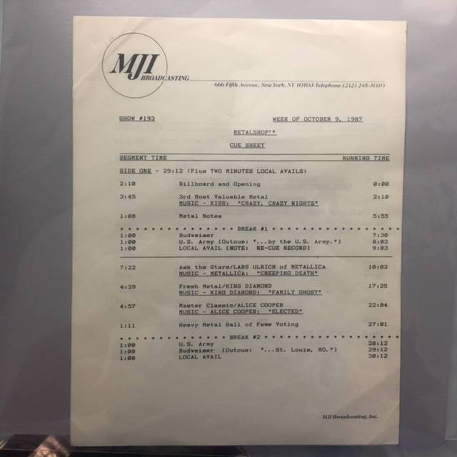 Metalshop Radio Show - USA  / OCTOBER 9 1987 / MS193